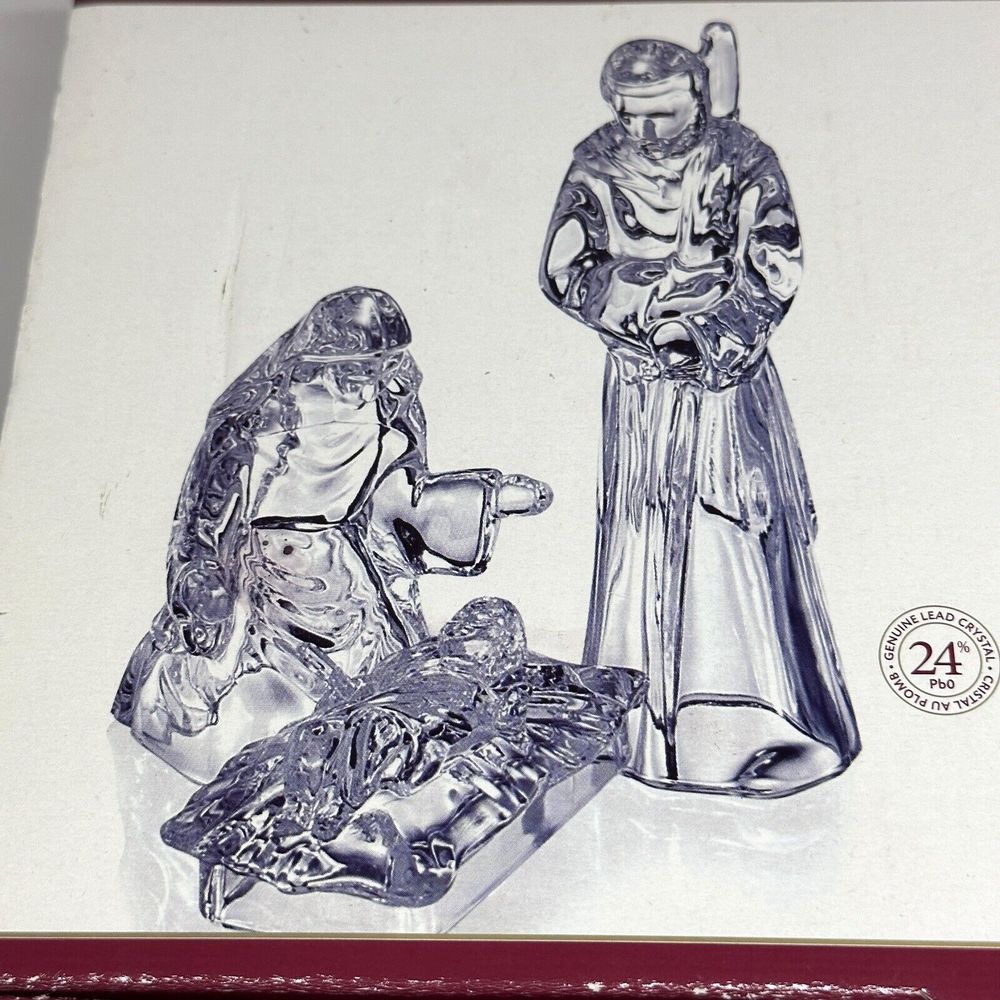 MIKASA Celebrations Christmas Nativity Scene Crystal Glass Figurine Set Lot NEW